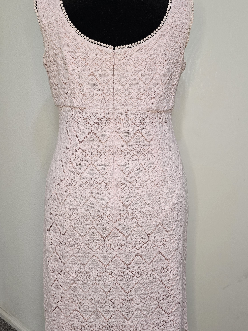 Talbots Blush Pink Lace Sheath Midi Dress Sz 14 - Picture 4 of 6